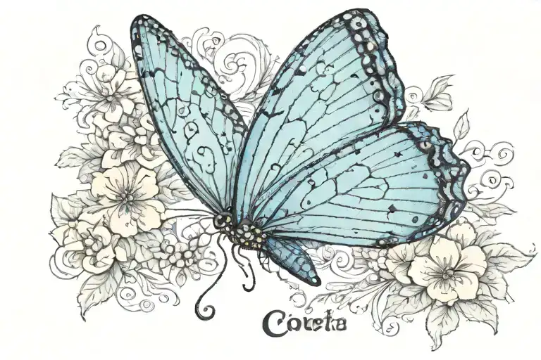 The Word Concetta With A Blue Butterfly