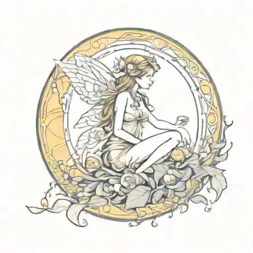 Ethereal Sun With Fairy Sitting Inside Of It