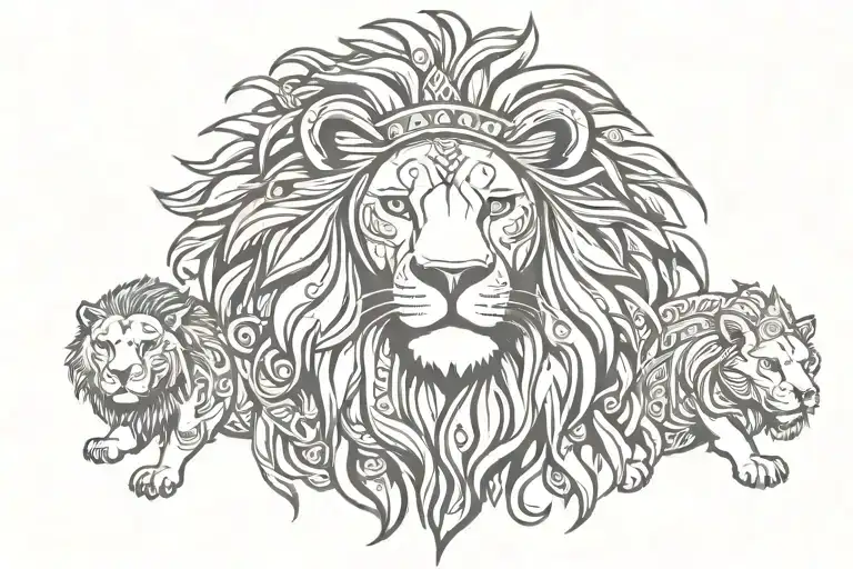 Tribal Lion King Surrounded