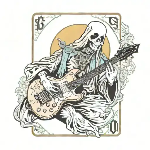 Ghost Band Guitarist Sodo In Tarot Card Design Featuring His Guitar