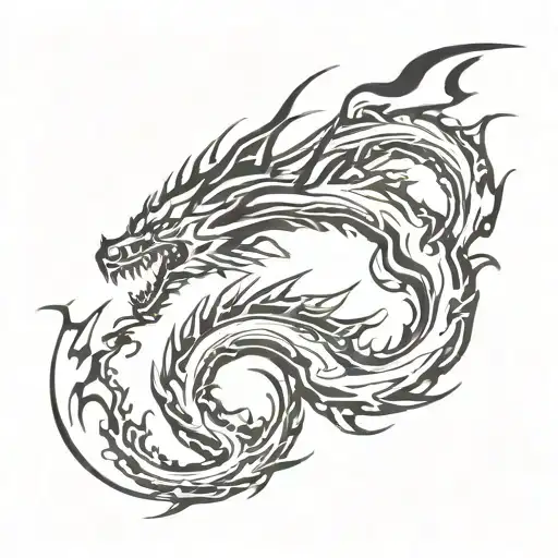 Dragon Taking The Form Of Lightning Bolt Striking