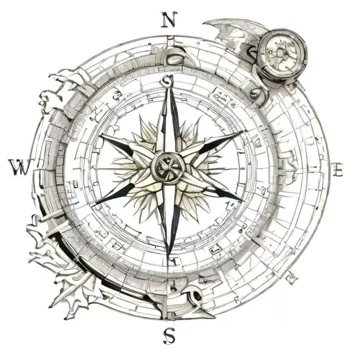 Compass On A Sun Dial Symbolizing