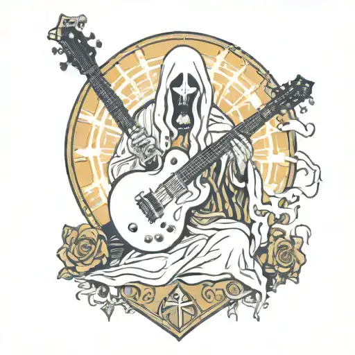 Ghost Guitarist Sodo In Tarot Card Design Featuring His Guitar