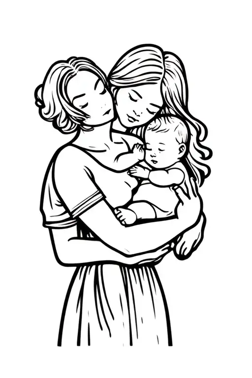 Mom Holds The Baby In Her Arms