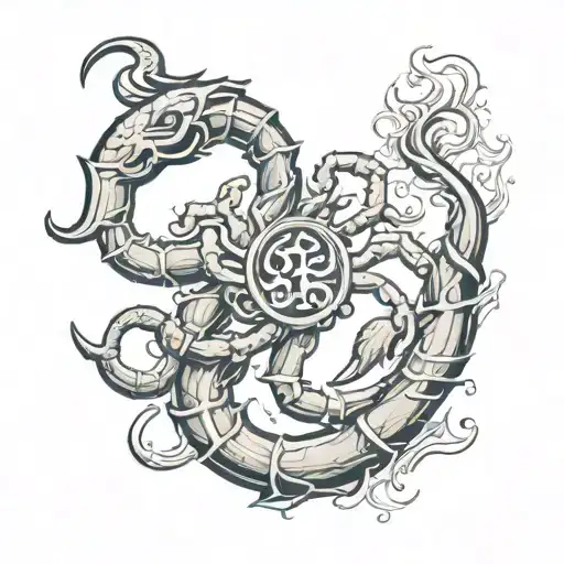 Scorpion With Smoke In Background With Ohm Symbol