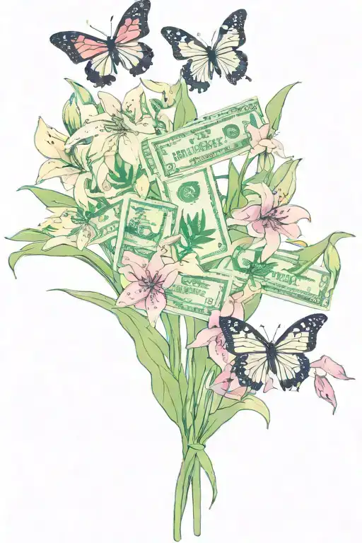 Weed Money Lily Flowers Butterflies