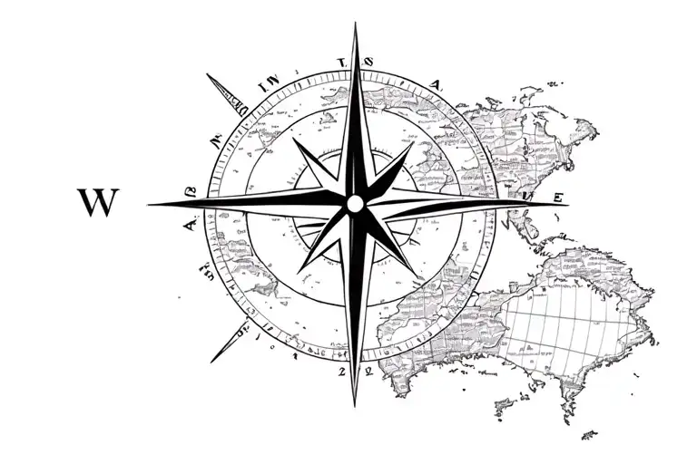 Rustic Map With A Compass
