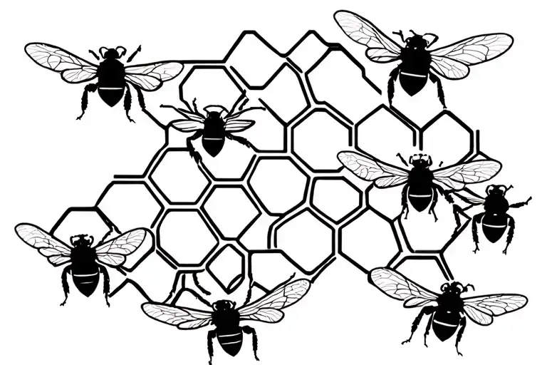 Geometic Bee Honeycomb With Agunal Bees