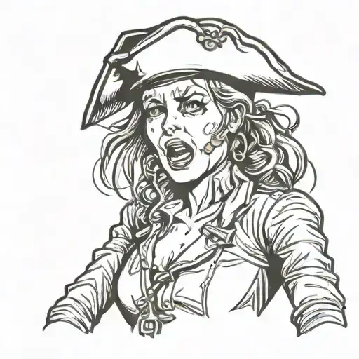 Frightened Female Pirate In A Beret