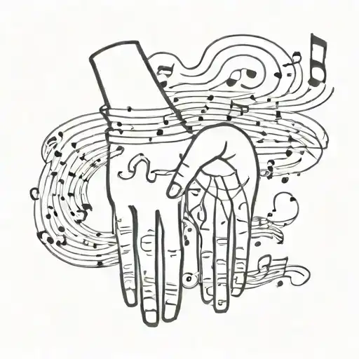 Father Daughter Holding Hands Surrounded By Musical Notes