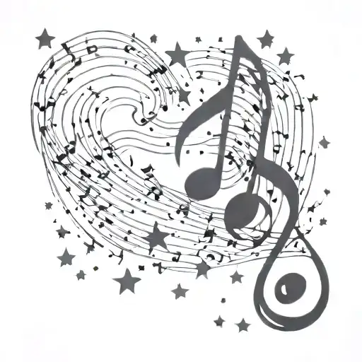 Shooting Star Music Note Intertwined