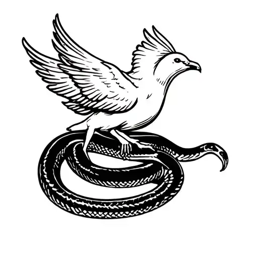 Dove Stepping On A Snake