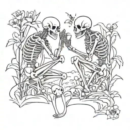 Kneeling Skeletons Stabbed With Catona In Field Of Spider Lillie's