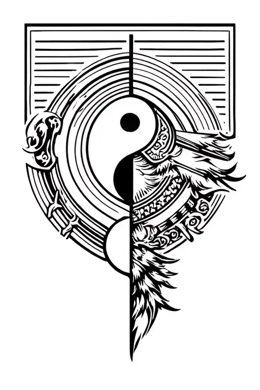Samurai Vs Viking Yinyang Symbol Split