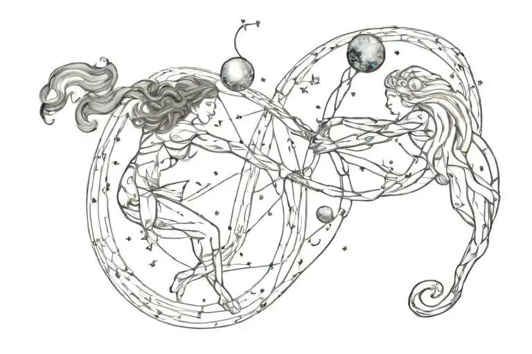 Aquarius And Cancer Constellation Intertwined