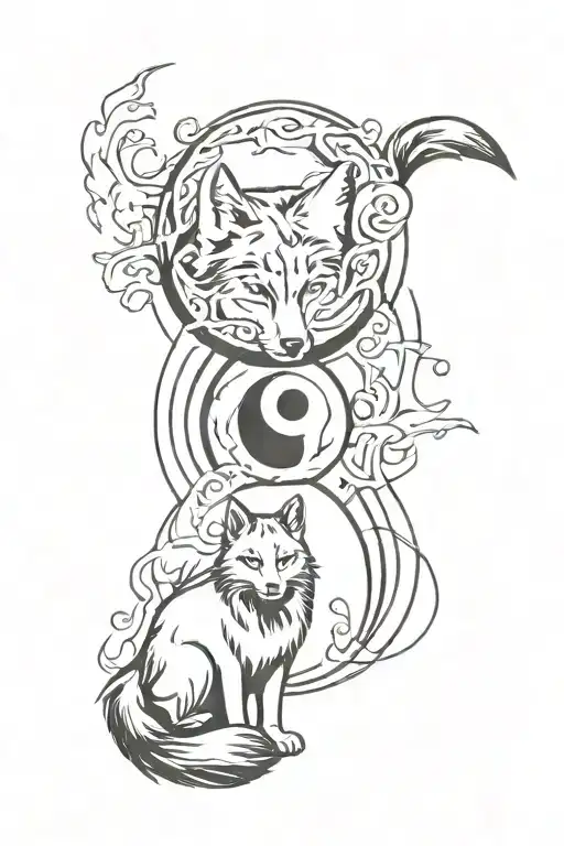 Cat And Wolf Yin Yang Symbol