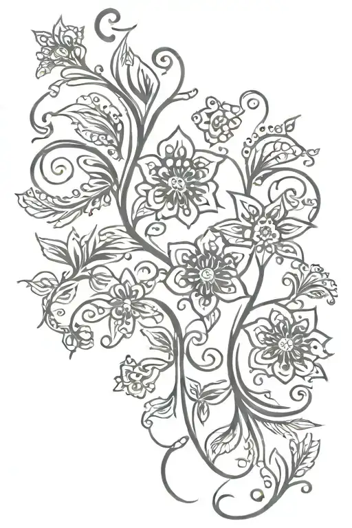 Henna Flowers And Vines