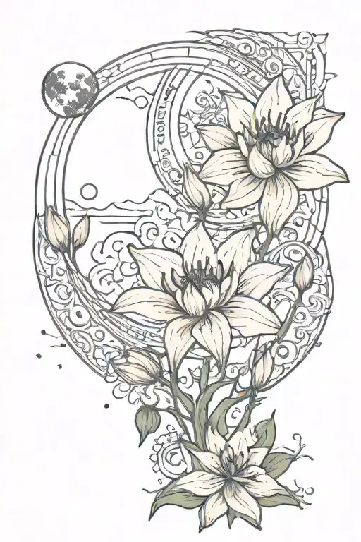 Lillies And Triple Moon Phases