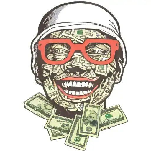 Ski Mask Taking A Bite Out Of A Handful Of Money
