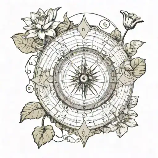 Sundial Compass With Water Lilies