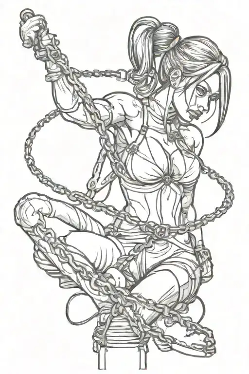 Create A Tattoo Of A Masochistic Female Character In Bondage