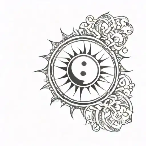 A Sun With A Yin Yang Symbol In The Center