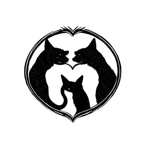 Cat And Dog Imprint Forming A Circle With A Heart In The Middle