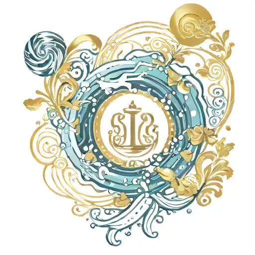 Water And Golden Elements Love Tattoo