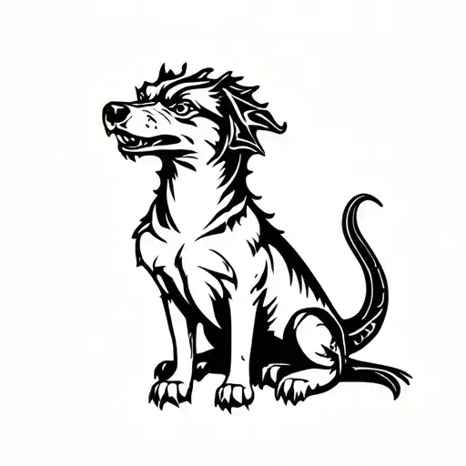 Dog Sitting Insdie Dragon