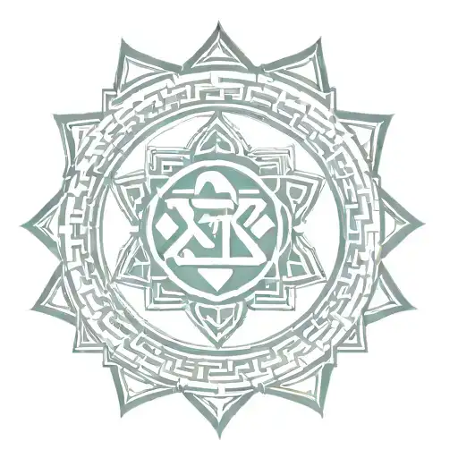 Throat Chakra Symbol Surrounded With Swastik Symbol
