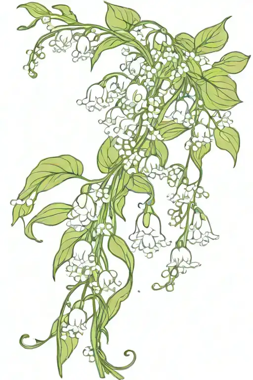 Lilly Of The Valley Intertwined With Morning Glory Vine