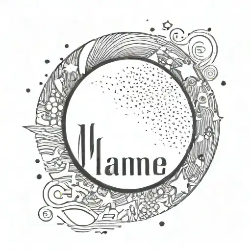 Half Moon And Name Written