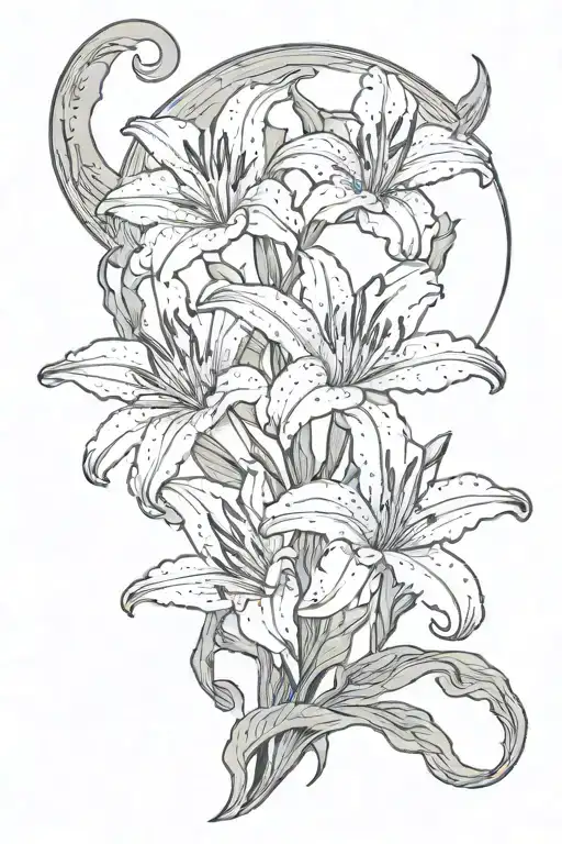 Lillies And Triple Moon