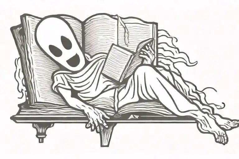 Ghost Emoji Reading A Book Pages