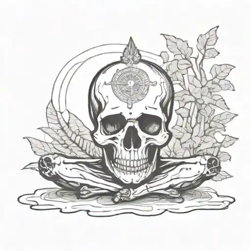 Skull In Meditation Scene