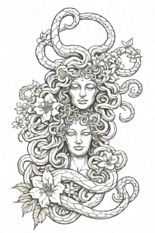 Medusa Snakes Flowers Jewels