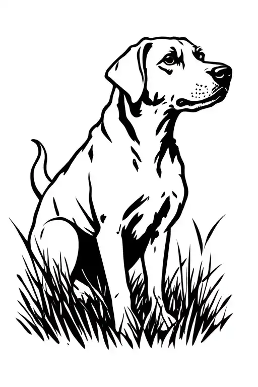 Hunting Hound Dog In Tall Grass Field