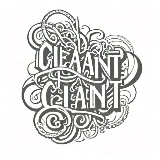Claint Lettering Tattoo Design Featuring