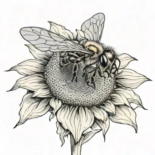 Large Bee On A Sunflower