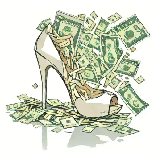 One Open Toe High Heel Shoe With Money Pouring