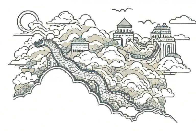 Great Wall Bicycle Dragon Clouds Forming The Shape Mountains Love Kindness Exploration Creativity