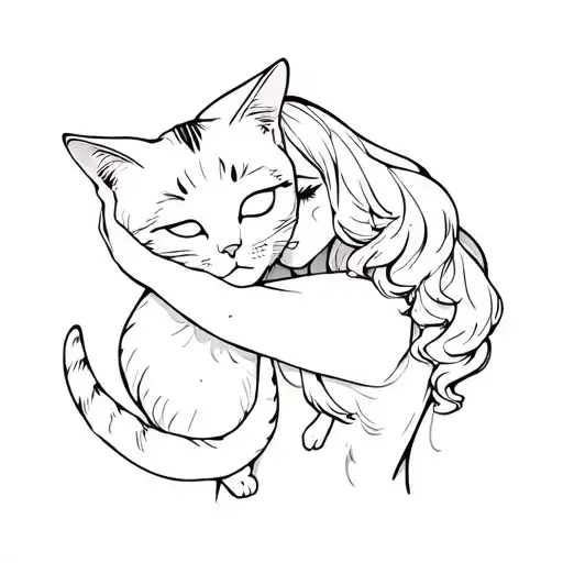A Girl Hugging A Cat