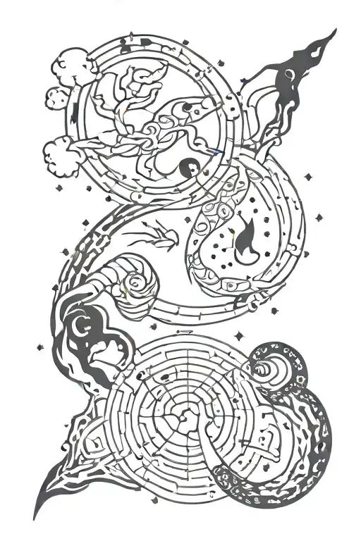 Mixed Zodiac Sign Symbole Cancer And Aquarius With Zodiac Constellations