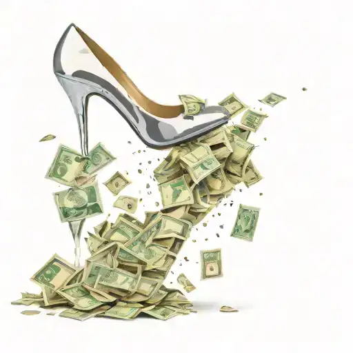 One High Heel Shoe With Money Pouring