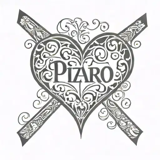 The Word Pizarro In The Shape Of A Heart