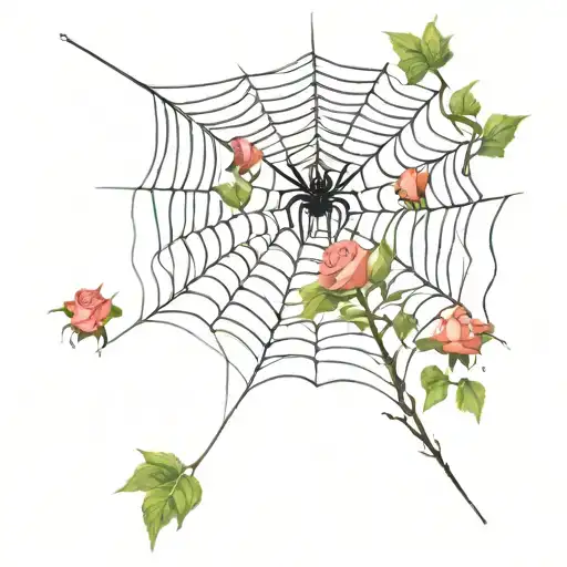 Spider Webs With Roses And Thorns With Small Elegant Looking Spider