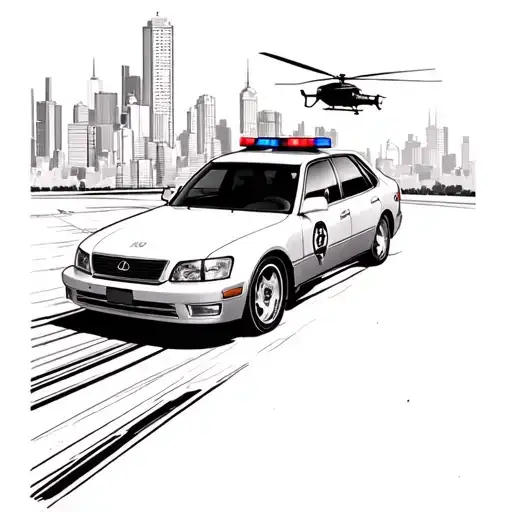 1999 Lexus Gs400 With A City Hood And Cop Helicopter With Spot Light Background Black