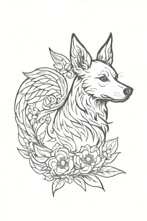 Angel Dog Leaves Flowers