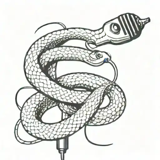 A Snake Coiled Around A Microphone With Music Waves Coming Out