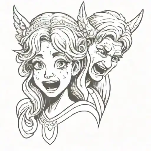 Angel Crying And Devil Smiling